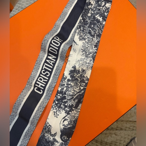 Dior Toile de Jouy Sauvage Mitzah Ivory and Navy Blue Silk Twill - Picture 6 of 8